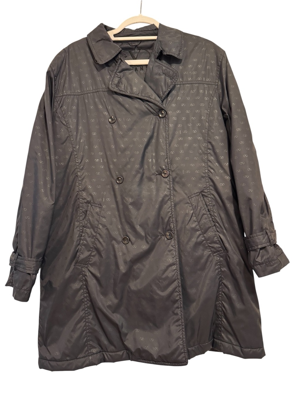Vintage Valentino Jeans Women's Double-Breasted Black Trench Coat